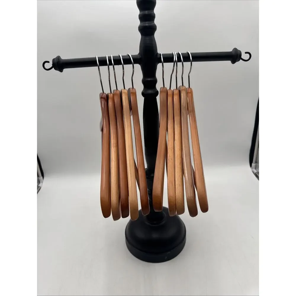 Lot Of 10 Beautiful Wood Hangers For Pants And Or Suits
